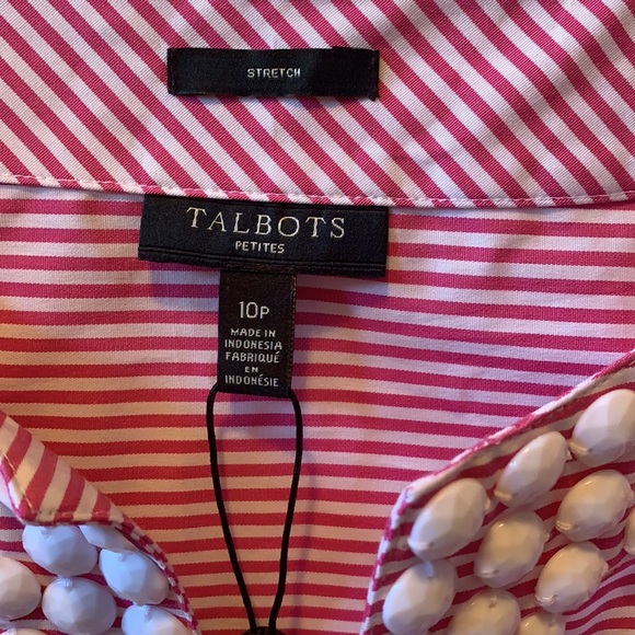 Talbot’s embellished pink striped top 10P NWT. - Picture 2 of 8